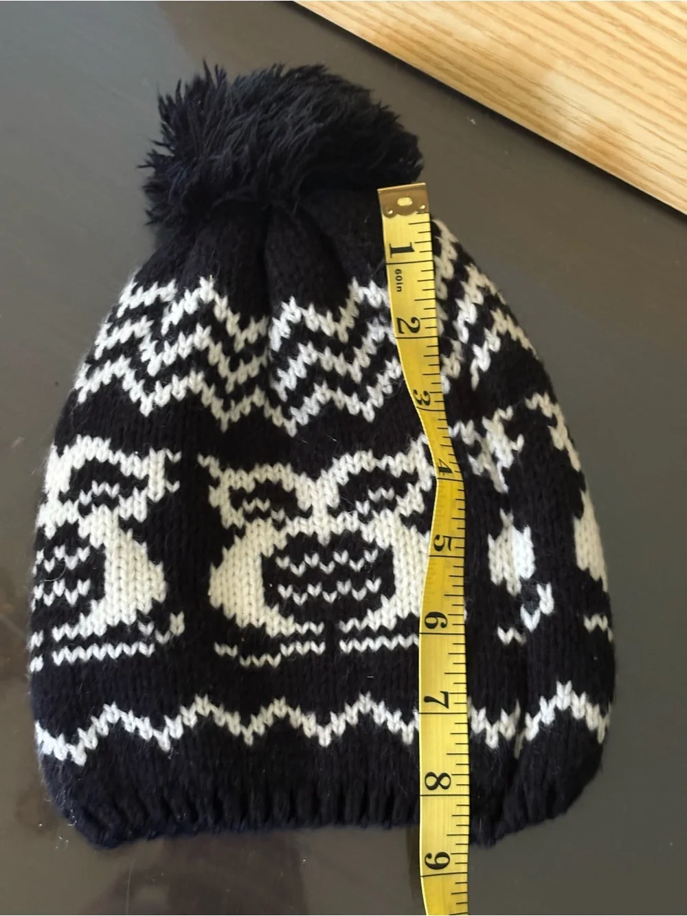 Children's Black and White Pom Beanie Hat